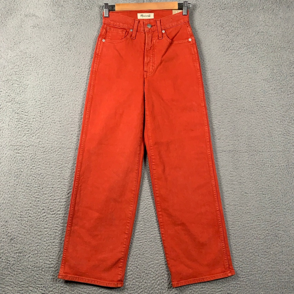 Madewell The Perfect Vintage Wide-Leg Crop Jeans Women's 23 Red/Orange High Rise